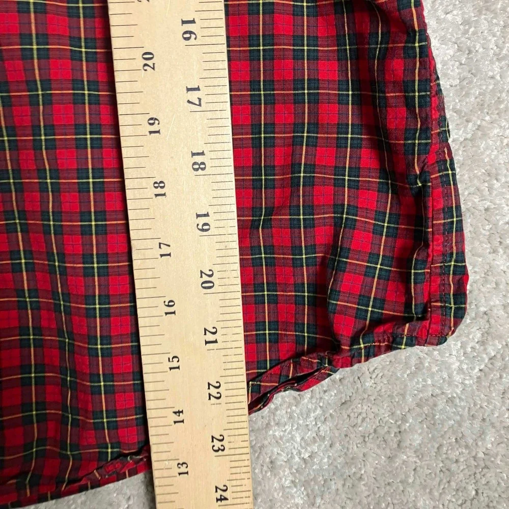 Ralph Lauren Kids Plaid Button-Down Shirt Red Blue Long Sleeve L (14-16)